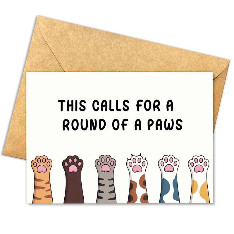 Cat Paws Card: A Playful Thank You With Six Cat Paws