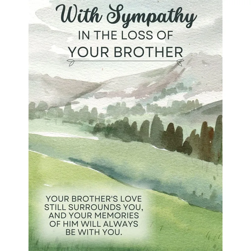 Sympathy Loss of Brother Card: A Quiet Green Landscape