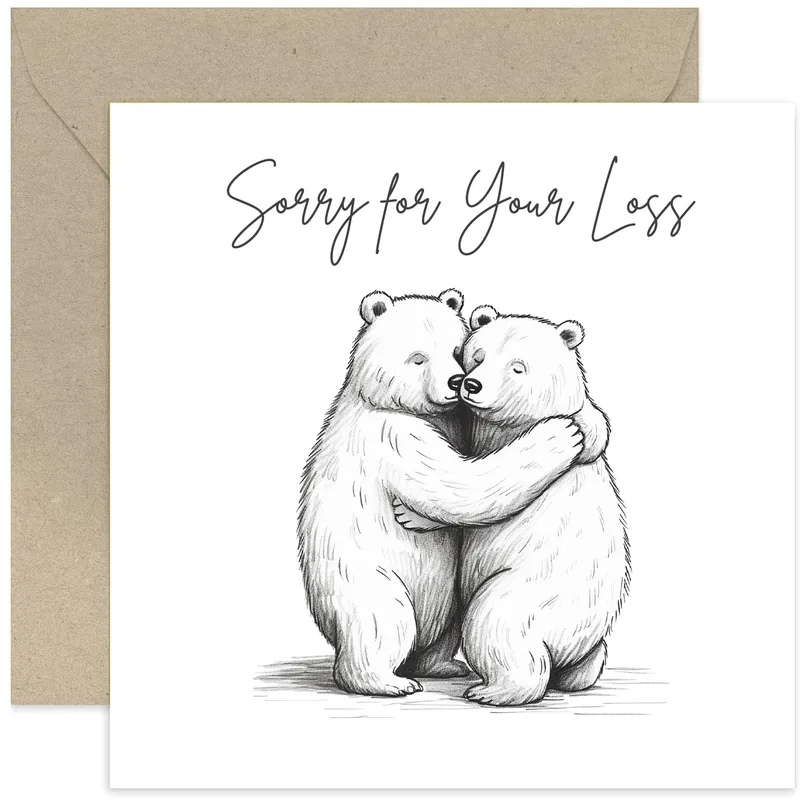 Black Sketch Polar Bears Card for a Hard Day