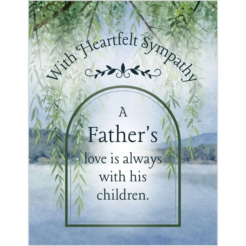 Father Memorial Sympathy Card: Willow Tree Lake