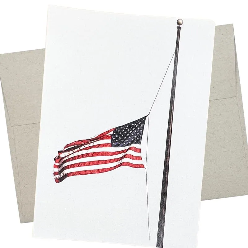 Flag Half Mast Card for Sympathy and Remembrance