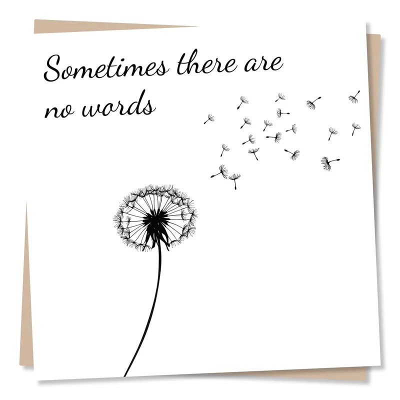 No Words Sympathy Card: A Black Dandelion Seed Design