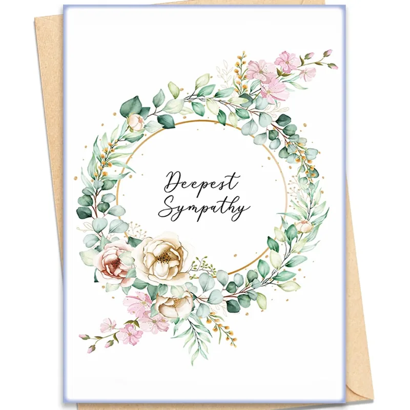 Sympathy Floral Wreath Card for Quiet, Tender Moments