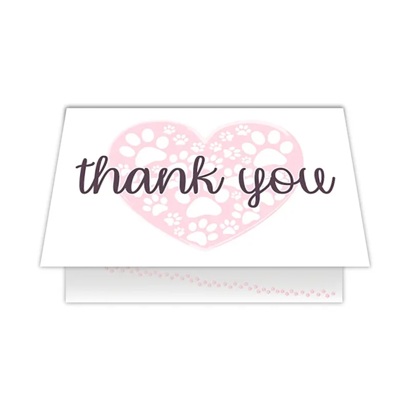 Thank You Pink Paw Card for Pet Lovers and Sitters