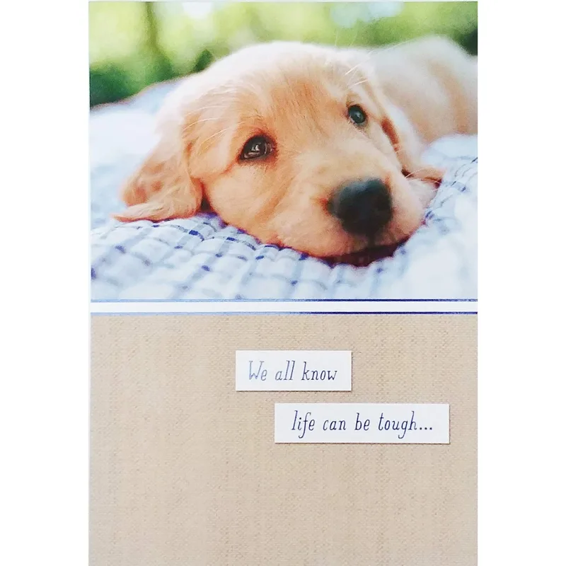 Life Can Be Tough Card with a Sleepy Golden Puppy