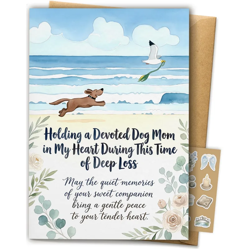 Sympathy for Dog Mom Card: A Beach Scene for Grief
