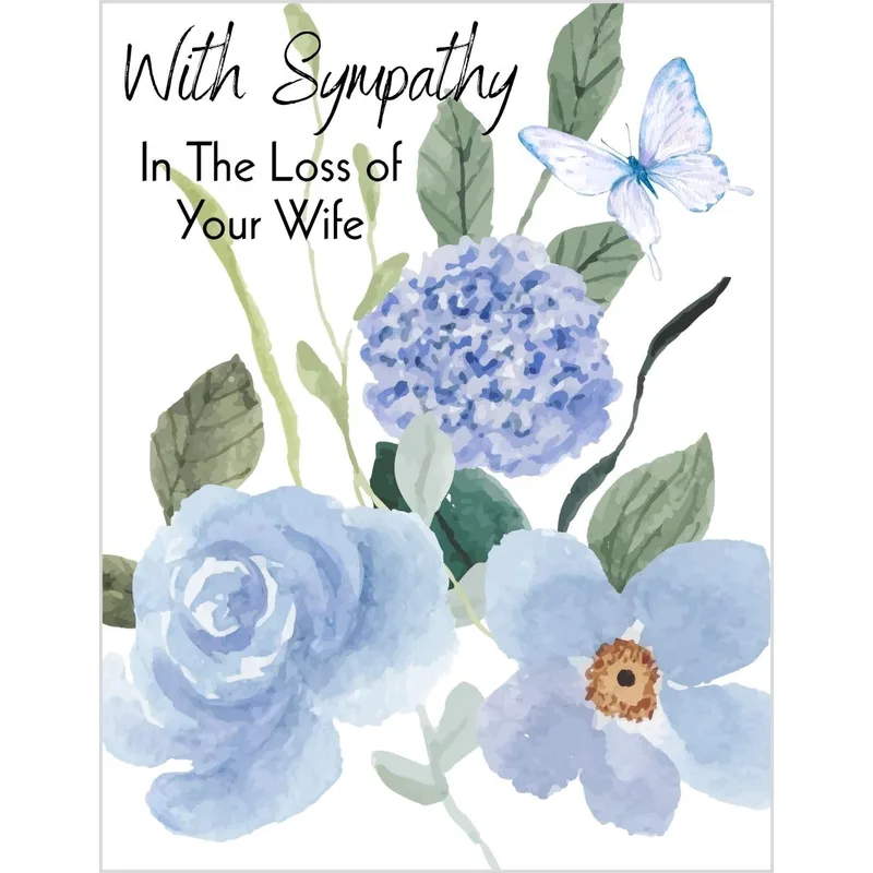 Condolence for Husband Card: Blue Floral Sympathy