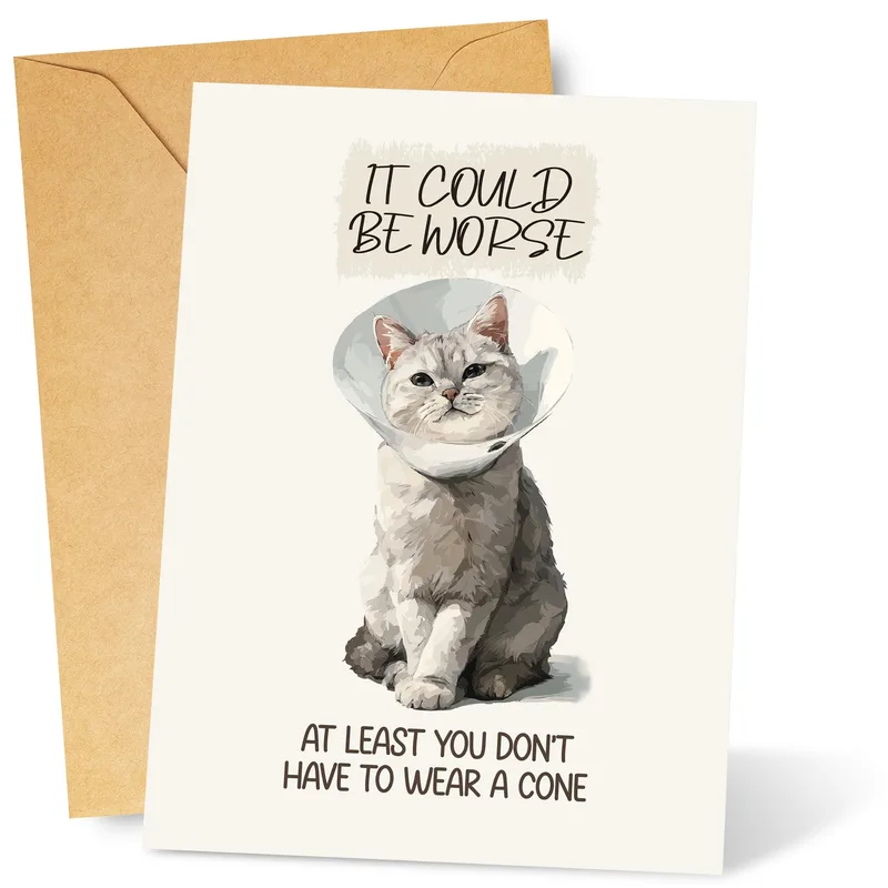 It Could Be Worse Card: A Get Well Card With a Cat in a Cone