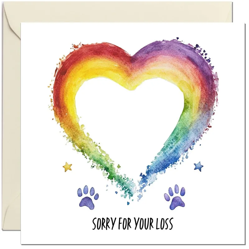 Rainbow Heart Sympathy Card for a Lost Pet