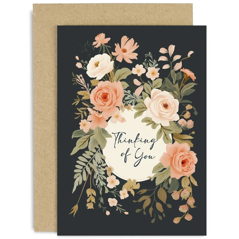 Floral Pink Roses Bouquet Card: A Soft Way to Say You Are on My Mind