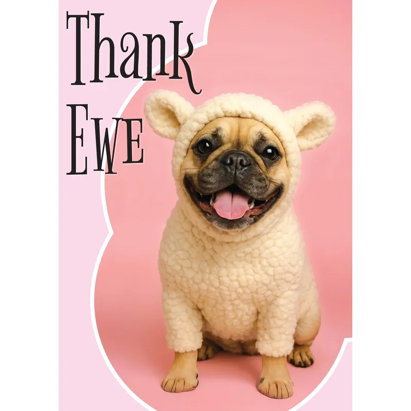 Thank You Pun Card for Dog Lovers and Funny Friends