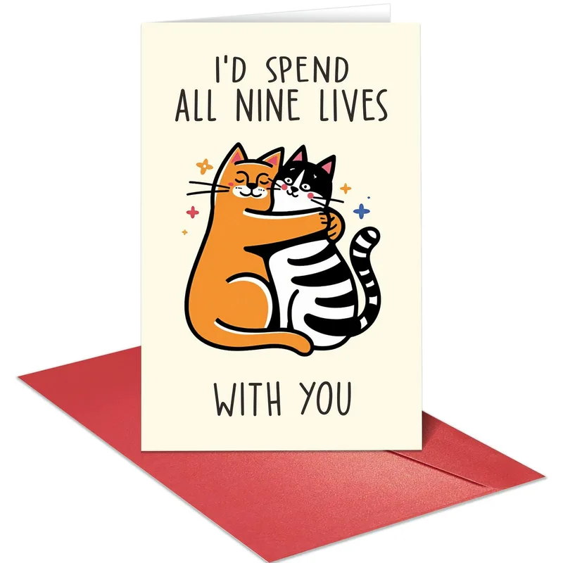 Cat Love Card: I'd Spend All Nine Lives With You