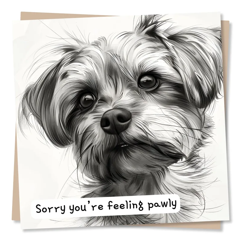 Feeling Under the Weather Dog Card: A Sketch Get Well Wish