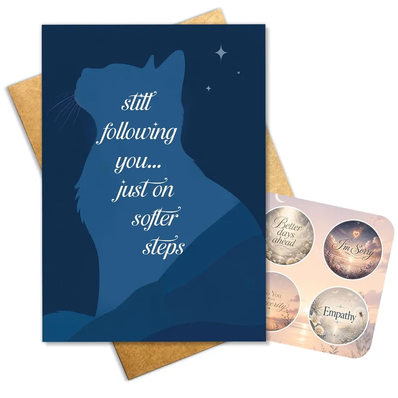 Still Following Card: A Gentle Sympathy Card for a Cat Lover