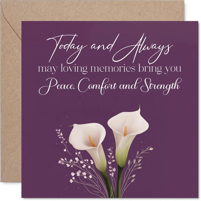 Loving Memories Sympathy Card: Purple Calla Lily Floral