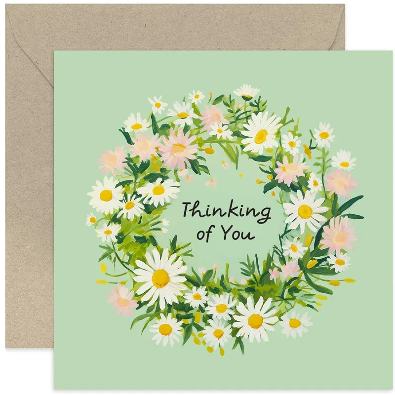 Daisy Wreath Card: A Thinking of You Greeting