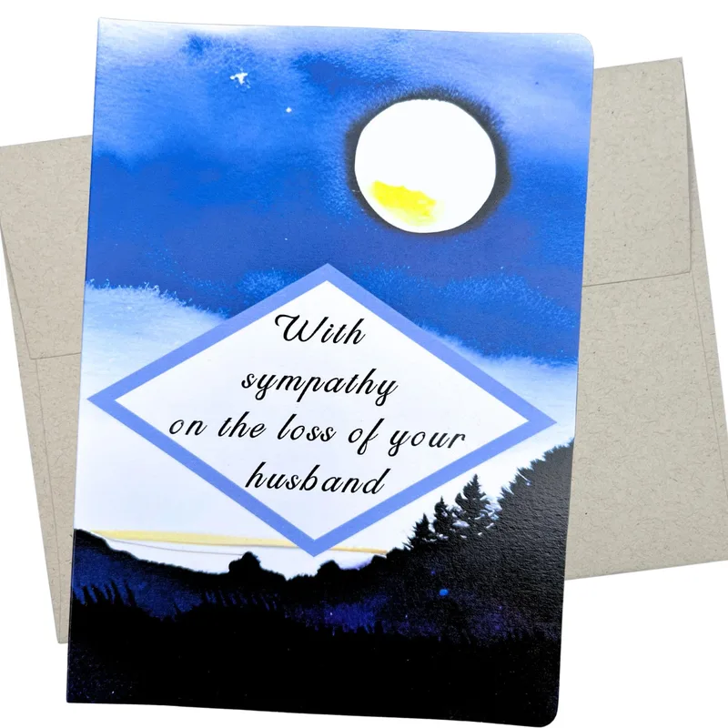 Sympathy for Husband Loss Card: Moonlit Night Sky