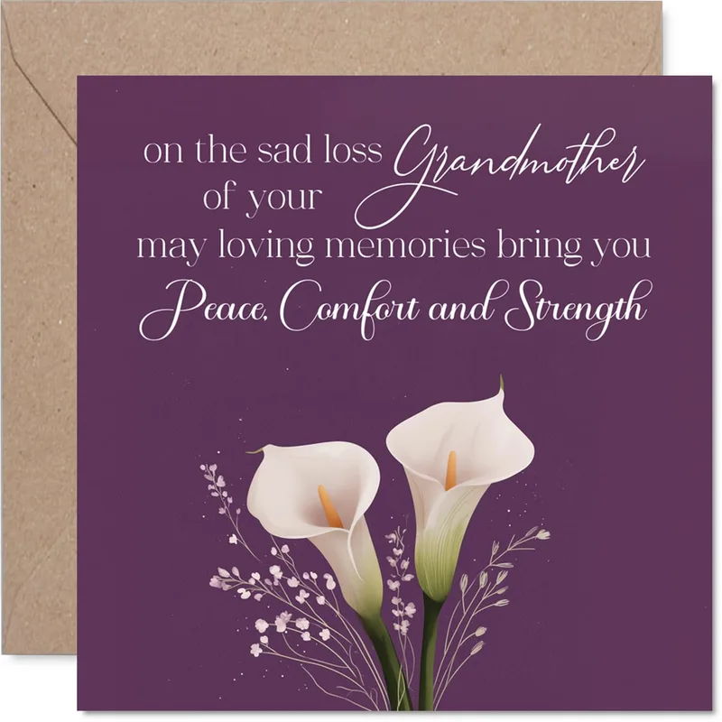Grandmother Sympathy Card with Calla Lilies and Peace