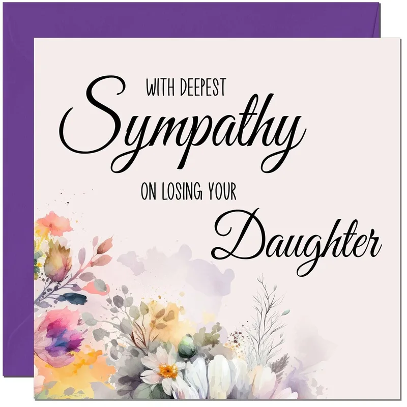 Sympathy for Losing Daughter Card: Soft Watercolor Florals