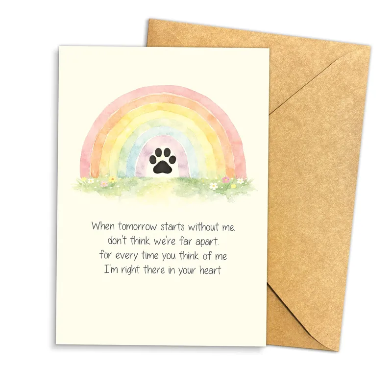 When tomorrow starts Card: Rainbow Paw Pet Sympathy