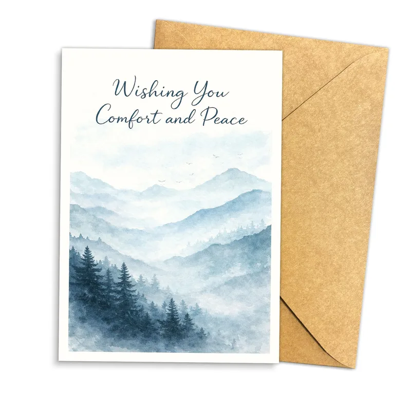 Misty Mountains Sympathy Card for Loss and Grief