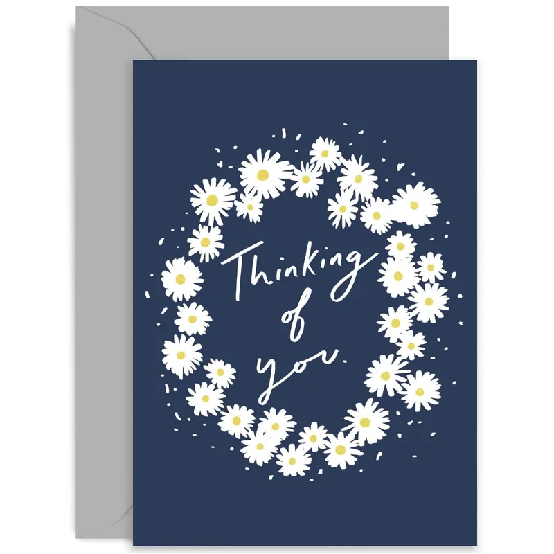 White Daisy Wreath Card: A Thinking of You Greeting