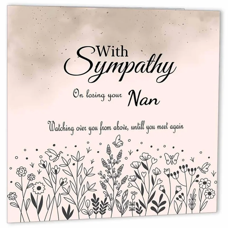 Sympathy Loss of Nan Card – Sympathy card reading With Sympathy On losing your Nan – Greeting Card in black
