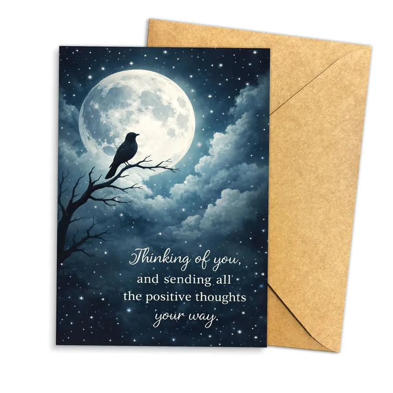 Moon Bird Sympathy Card: Thinking of You Under the Moon