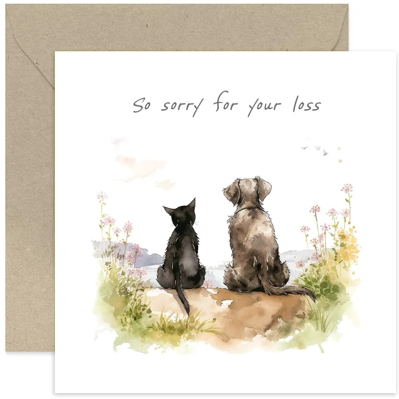 Cat and Dog Sympathy Card for Heartfelt Condolences