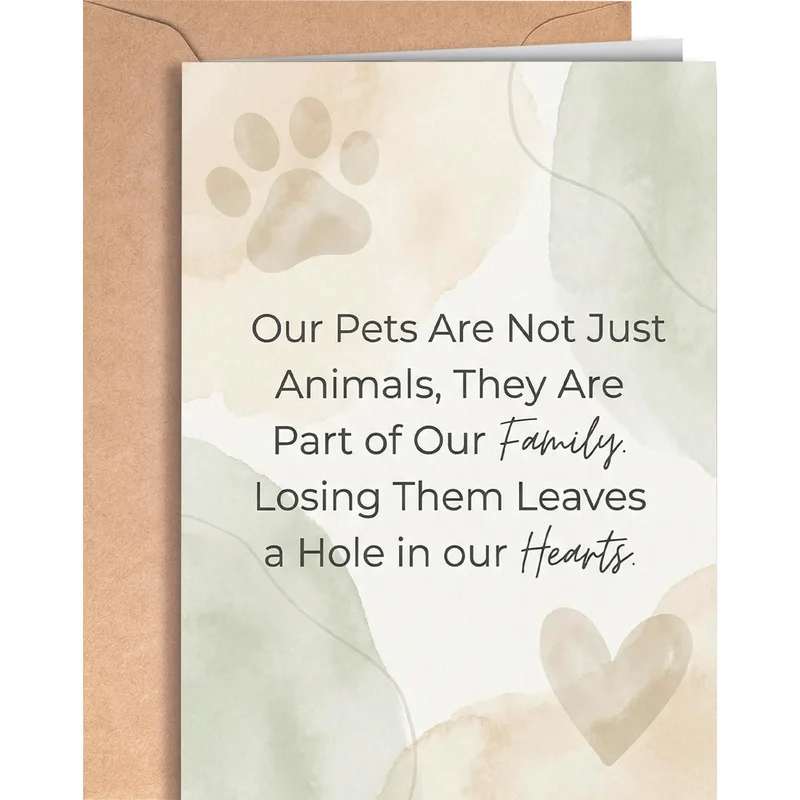 Sage Watercolor Paw Print Card: Pet Sympathy for Grieving Owners