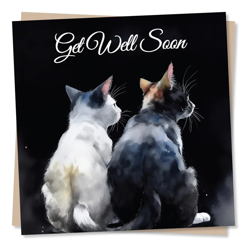Cat Friends Get Well Card for Someone Who Needs a Lift