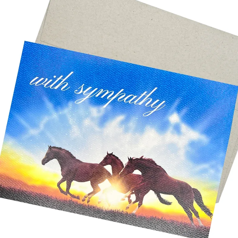 Sympathy Horses Card with Galloping Sunset Design