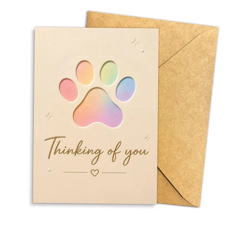 Rainbow Paw Print Card: a gentle thinking-of-you note