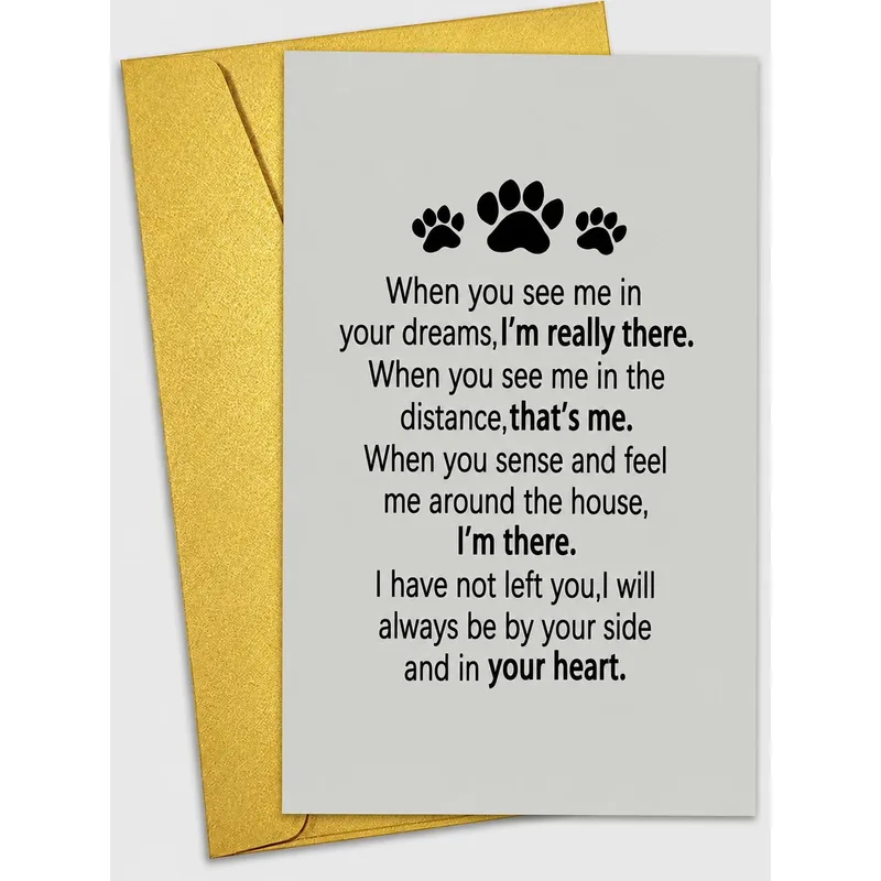 When you see Card: a pet sympathy card with black paw prints