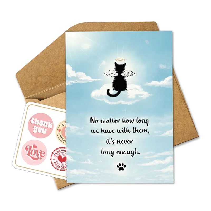 Black Cat Angel Sky Card for Losing a Beloved Cat