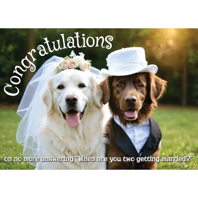Pet Wedding Congratulations Card with two dogs
