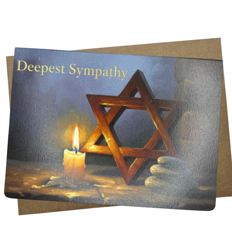 Star of David Sympathy Card: Deepest Sympathy Candle Design