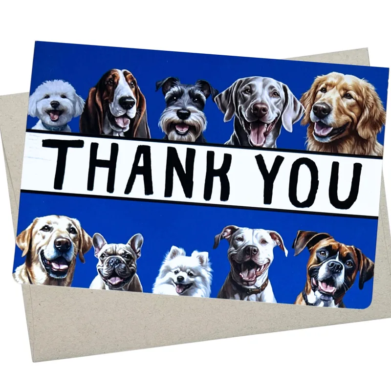 Dog Portrait Thank You Card: Five Pups Saying Thanks