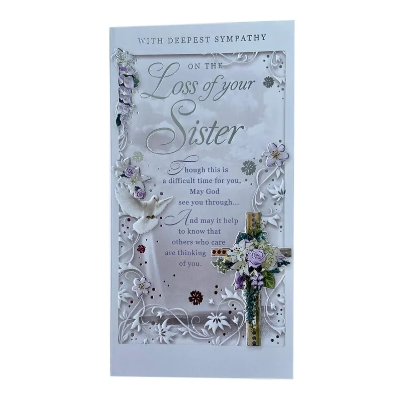 Condolence for Sister Loss Card with Lavender Cross