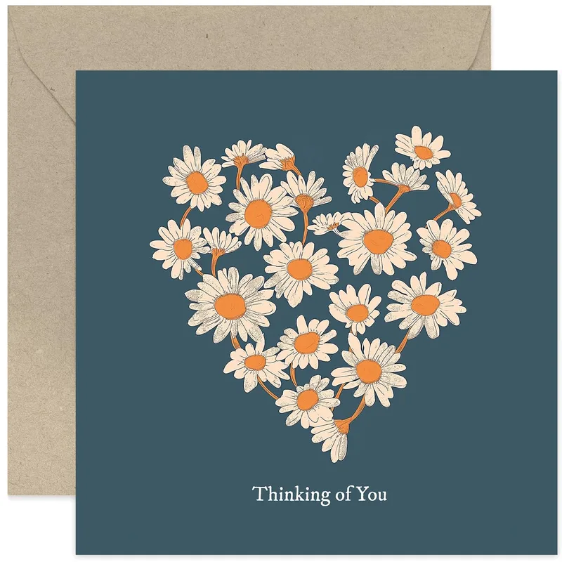 Daisy Heart Thinking of You Card for Friends and Family