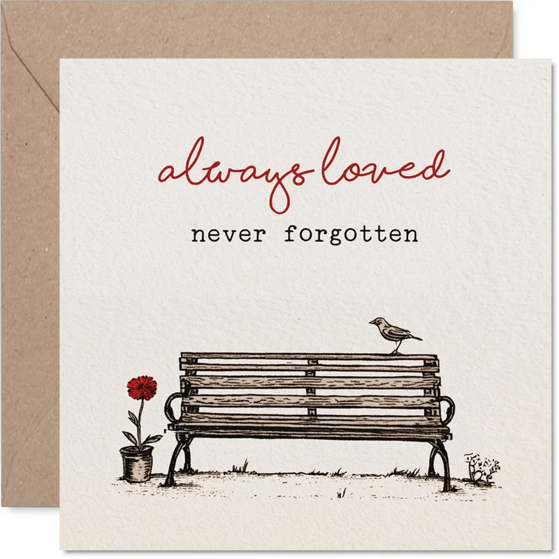 Sympathy Bench Card: Always Loved Never Forgotten Design