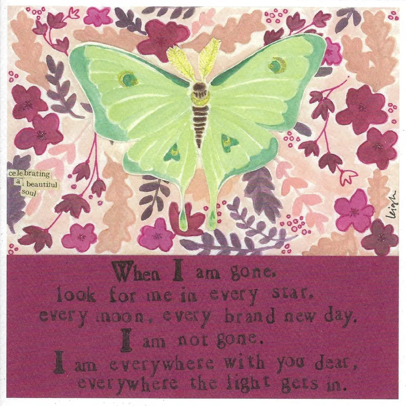 Remembrance Luna Moth Card for Someone Who Is Missed