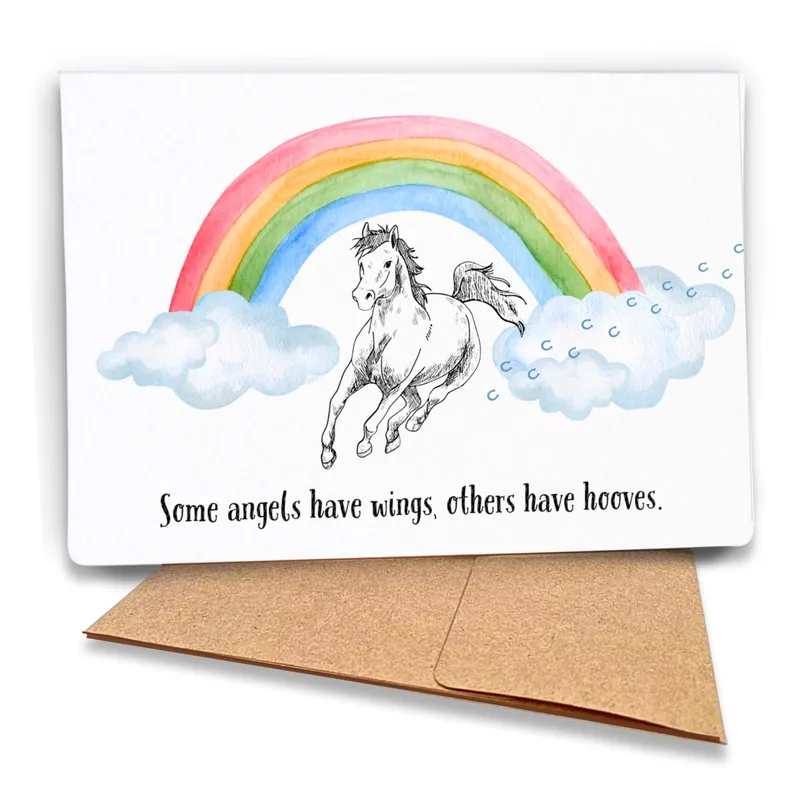 Horse Lover Sympathy Card with a Rainbow and Hooves