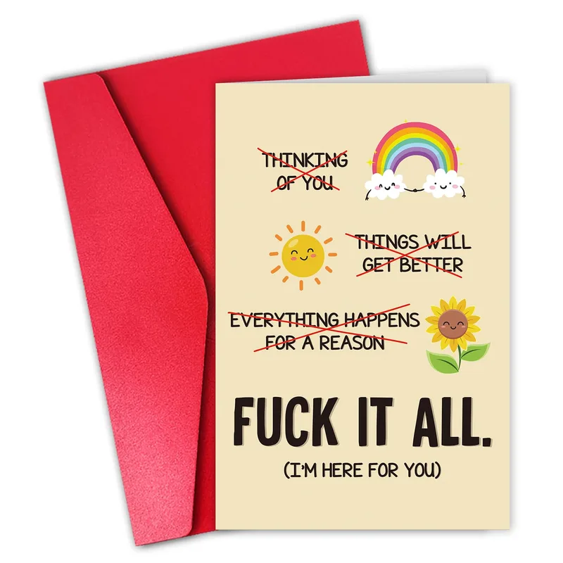 Cheeky Sympathy Card with a Crossed-Out Rainbow Message