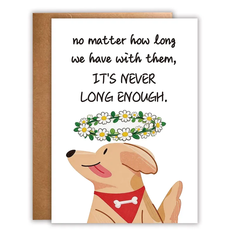 Cartoon Dog Daisy Halo Card for Pet Loss Support