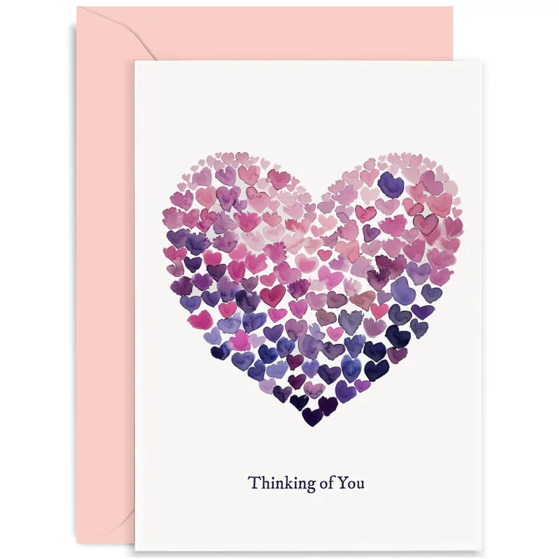 Watercolor Heart Card: Thinking of You in Soft Purple