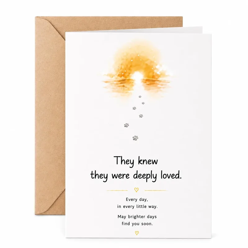 They knew Card for a Pet Loss, Golden Sunset Paw Prints