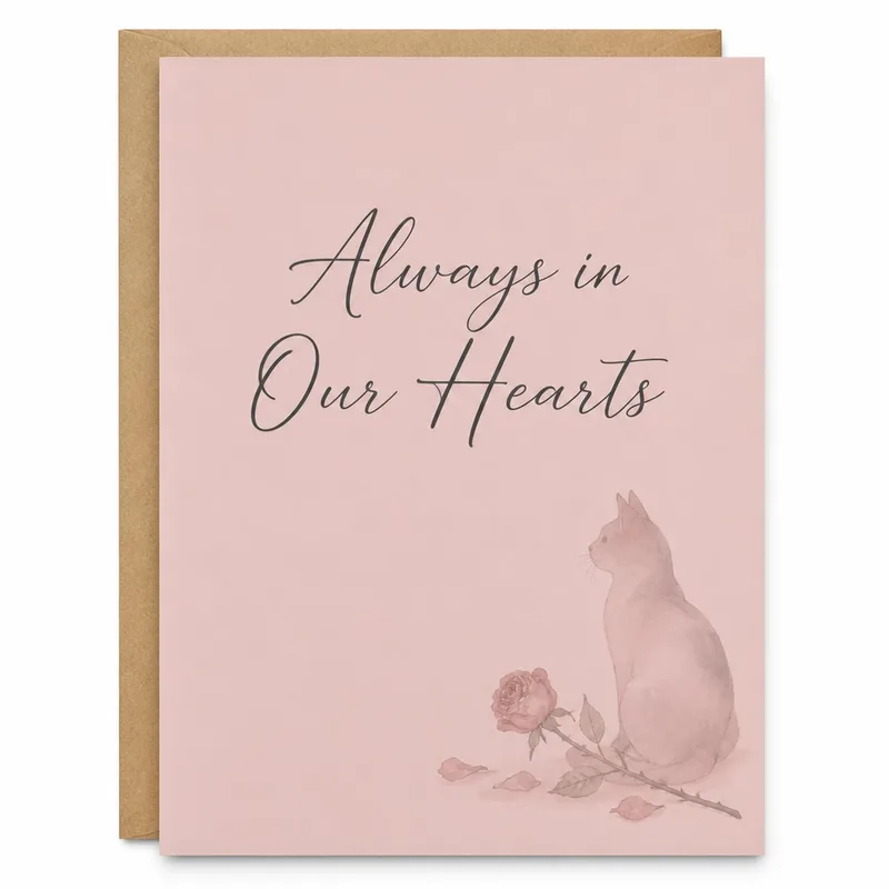 Always in Our Hearts Card: A Gentle Pet Sympathy Card for Cat Lovers