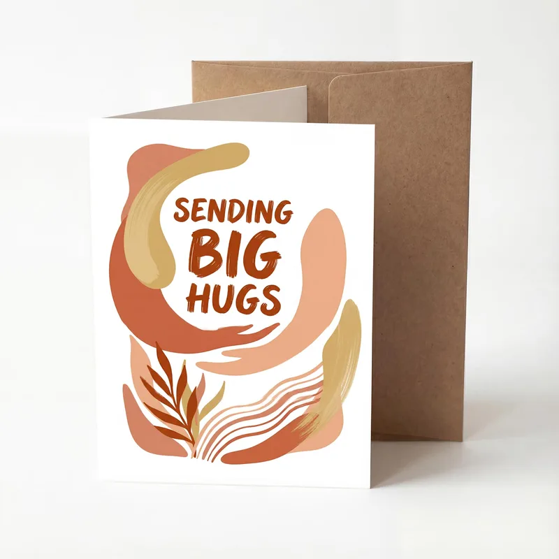 Sending Big Hugs Card: Earthy Abstract Hug Art