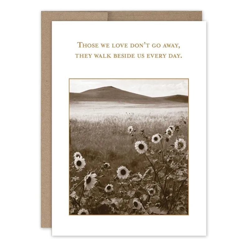 Sympathy Sunflower Card with a Sepia Landscape and Words of Comfort